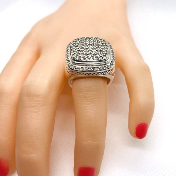 David Yurman Albion Pave Diamond Ring Sterling Silver 925 Size 6 READ - Picture 2 of 16